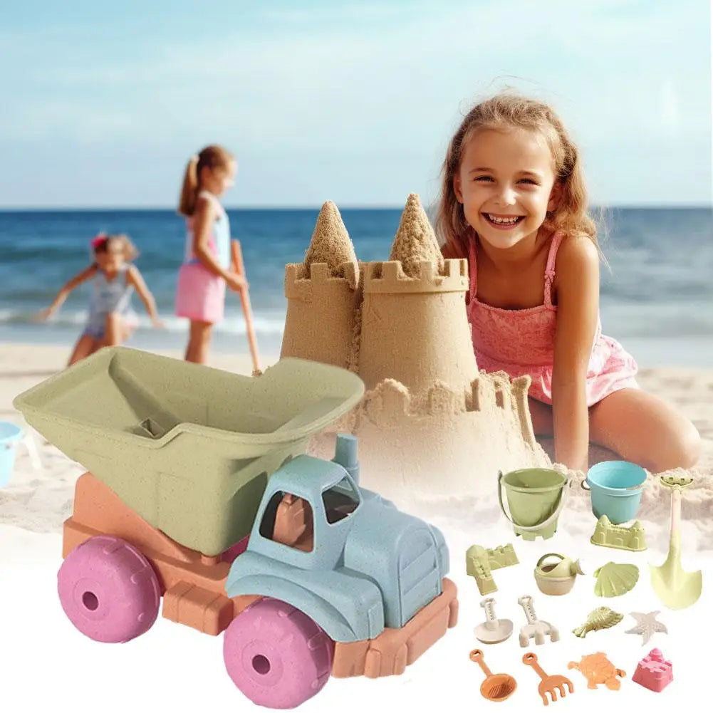 Complete Beach & Sand Play Set - 5/7/14/15 -Piece Castle Building Kit with Truck, Bucket & Ocean Animal Molds