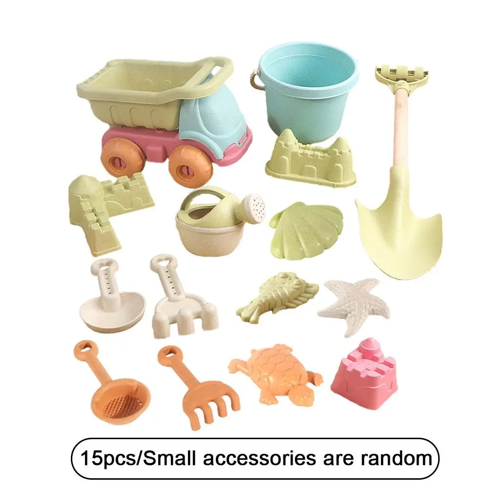 Complete Beach & Sand Play Set - 5/7/14/15 -Piece Castle Building Kit with Truck, Bucket & Ocean Animal Molds