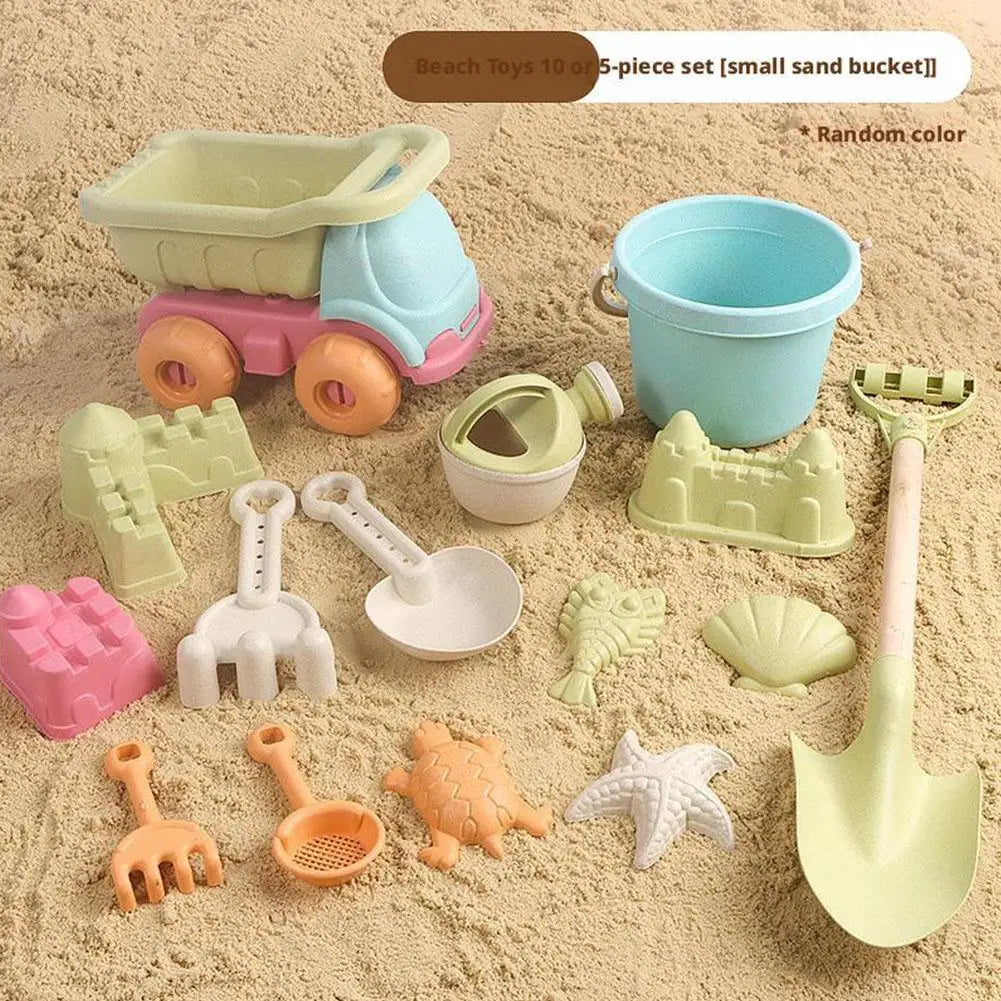 Complete Beach & Sand Play Set - 5/7/14/15 -Piece Castle Building Kit with Truck, Bucket & Ocean Animal Molds